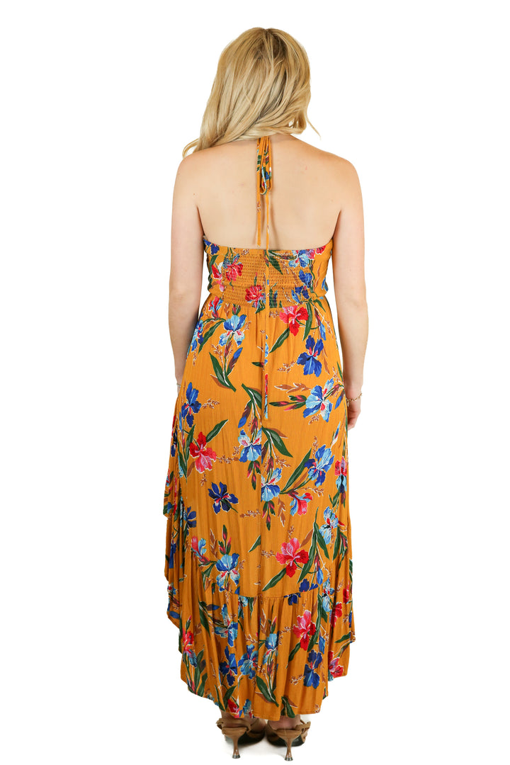 Hayden yellow floral high-low dress (s; retail $74)