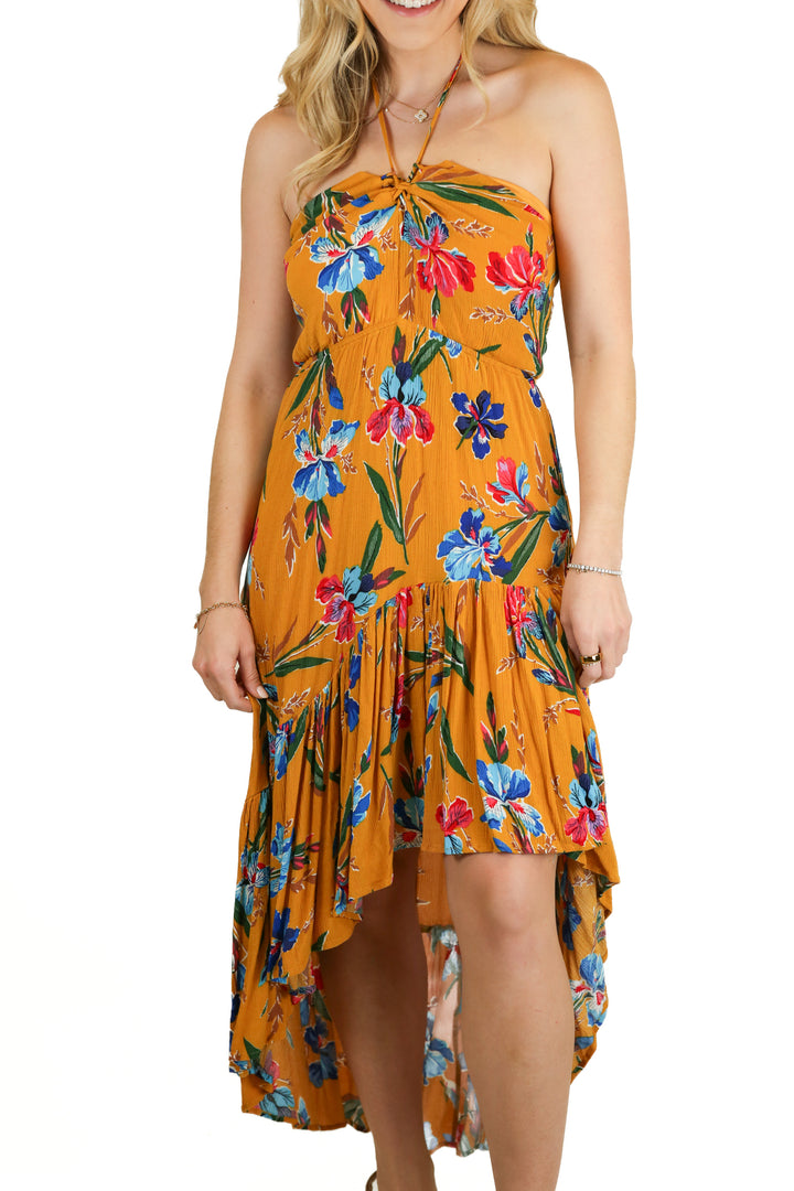 Hayden yellow floral high-low dress (s; retail $74)