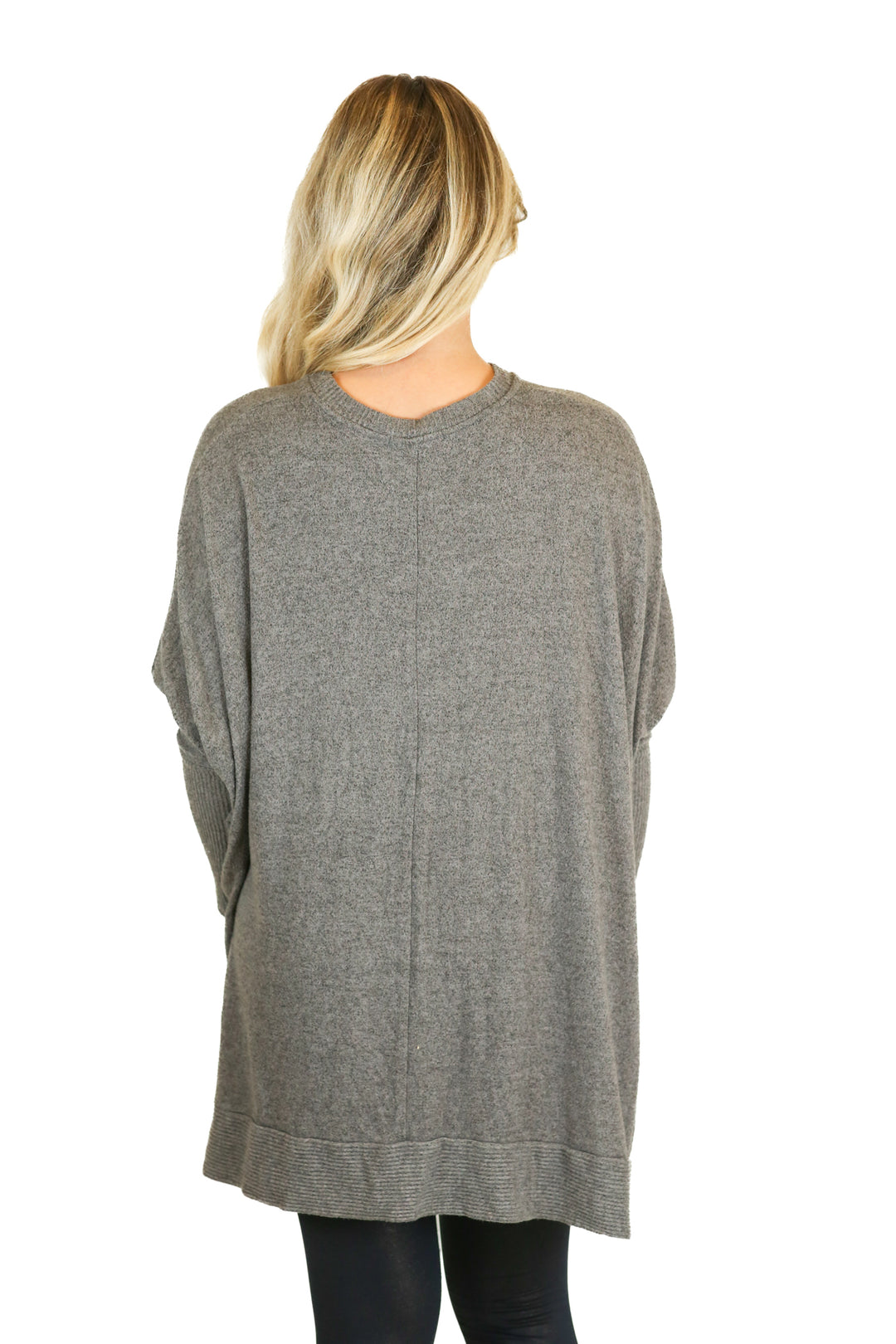 cherish grey lightweight high-low sweater (s)*