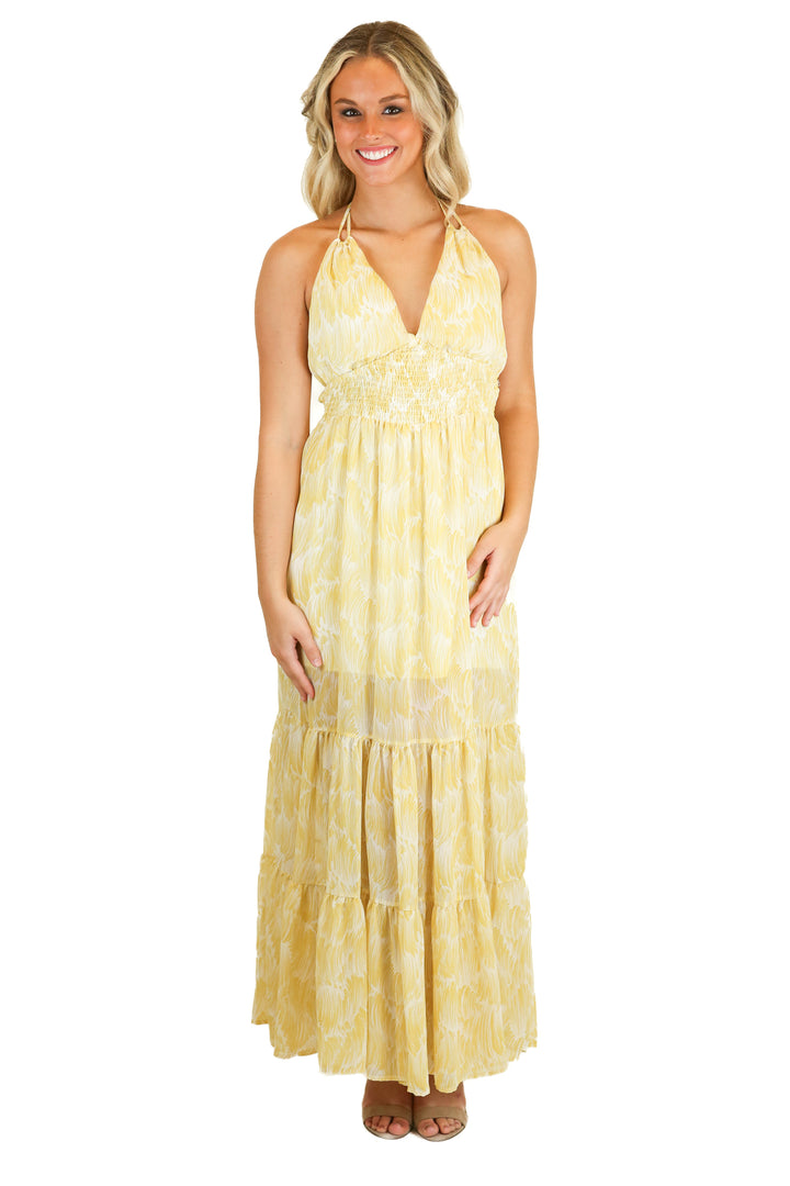 yellow flowy maxi dress (s)