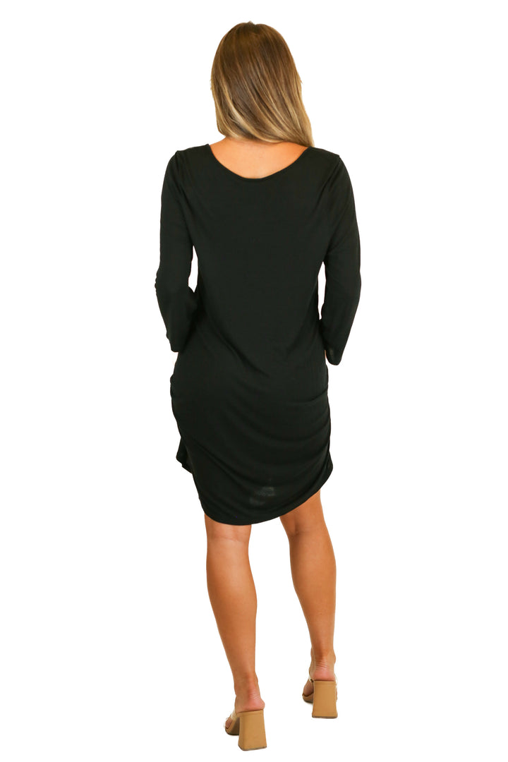 j.jill 3/4 sleeve black midi swing dress (s)