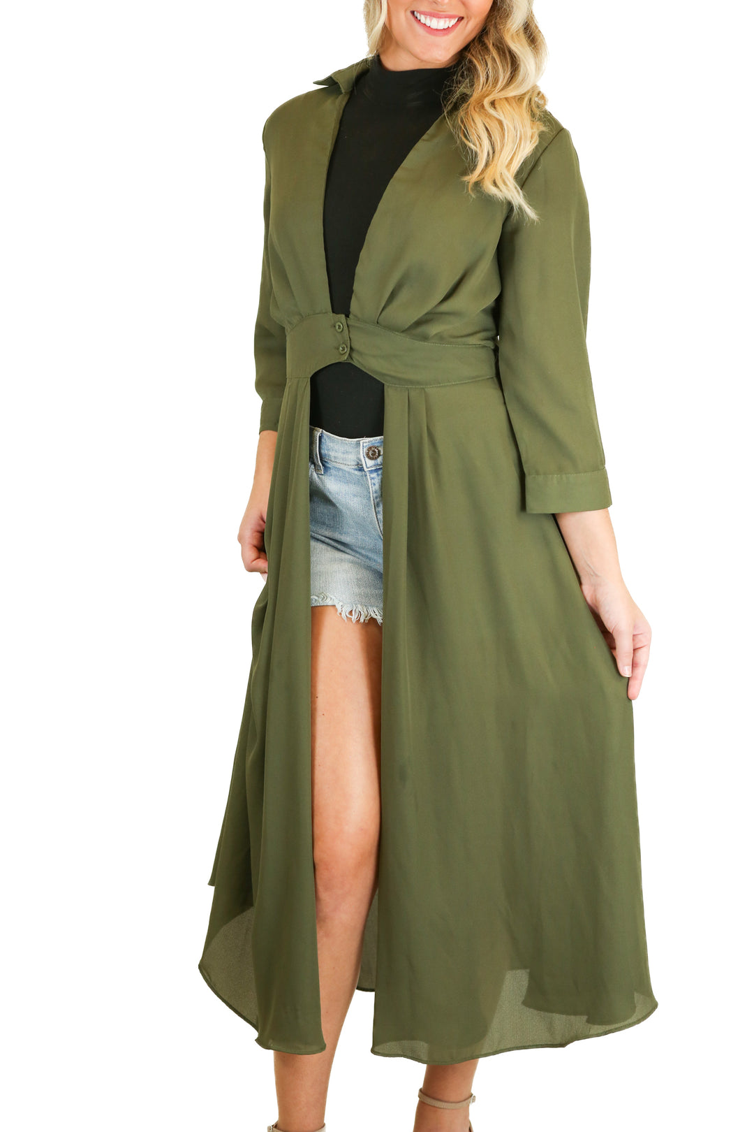boohoo green sheer coat (6)