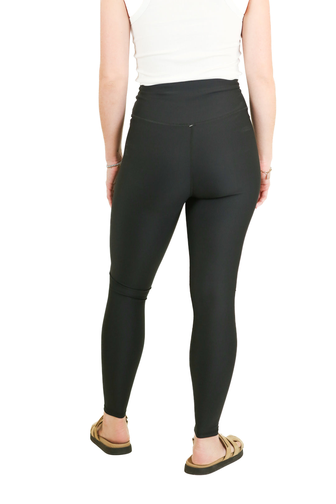 pink lily black ribbed leggings (s)