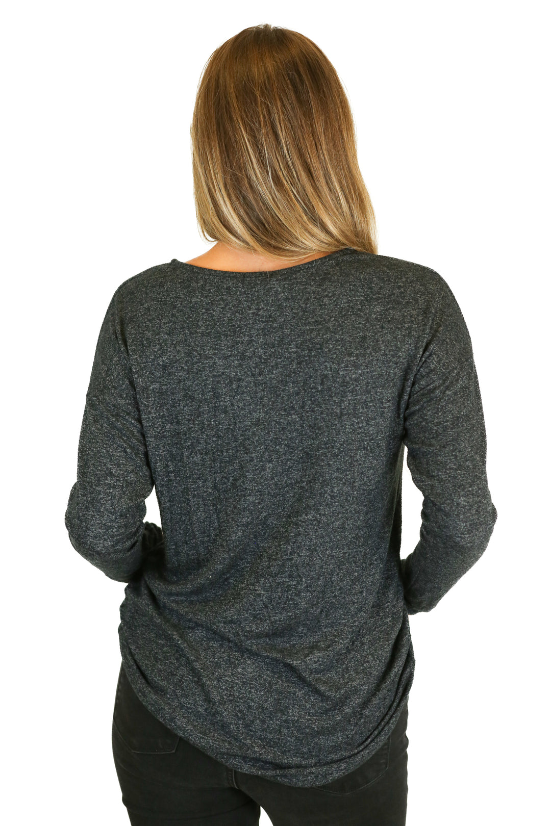 gibson dark grey high-low lightweight sweater (s)