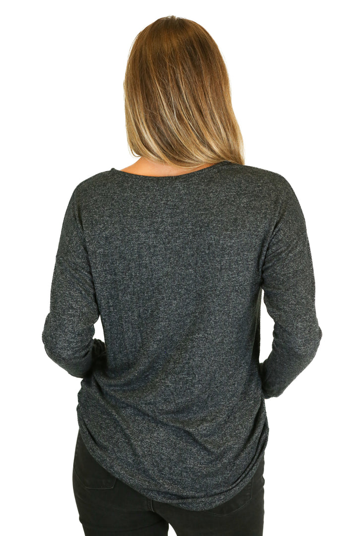 gibson dark grey high-low lightweight sweater (s)