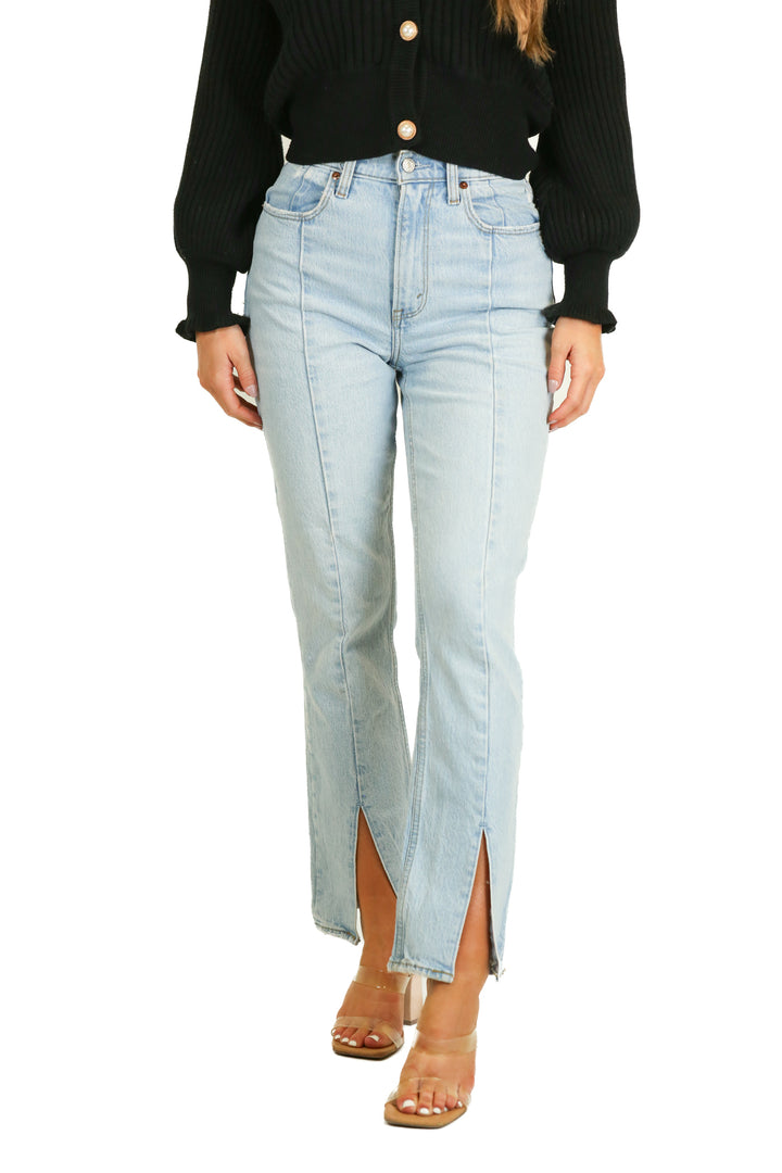 Abercrombie Curve Love High Rise Split Hem Seamed Jeans (25)