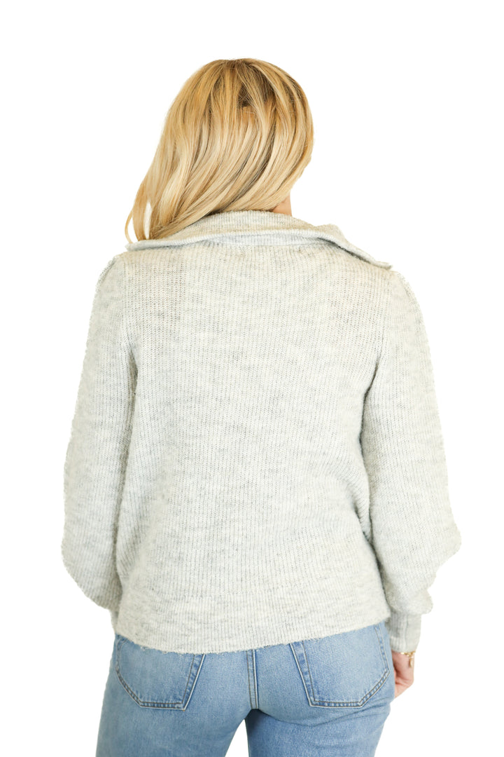 vero moda grey high neck sweater quarter zip (s)