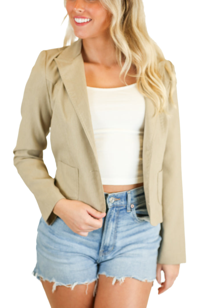 Star City Taupe Lapel Collar Blazer (S)