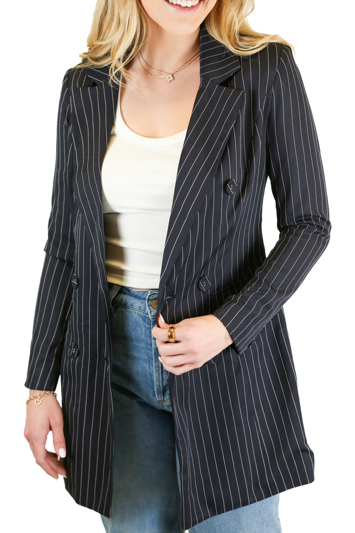 boohoo navy striped blazer dress (xs)