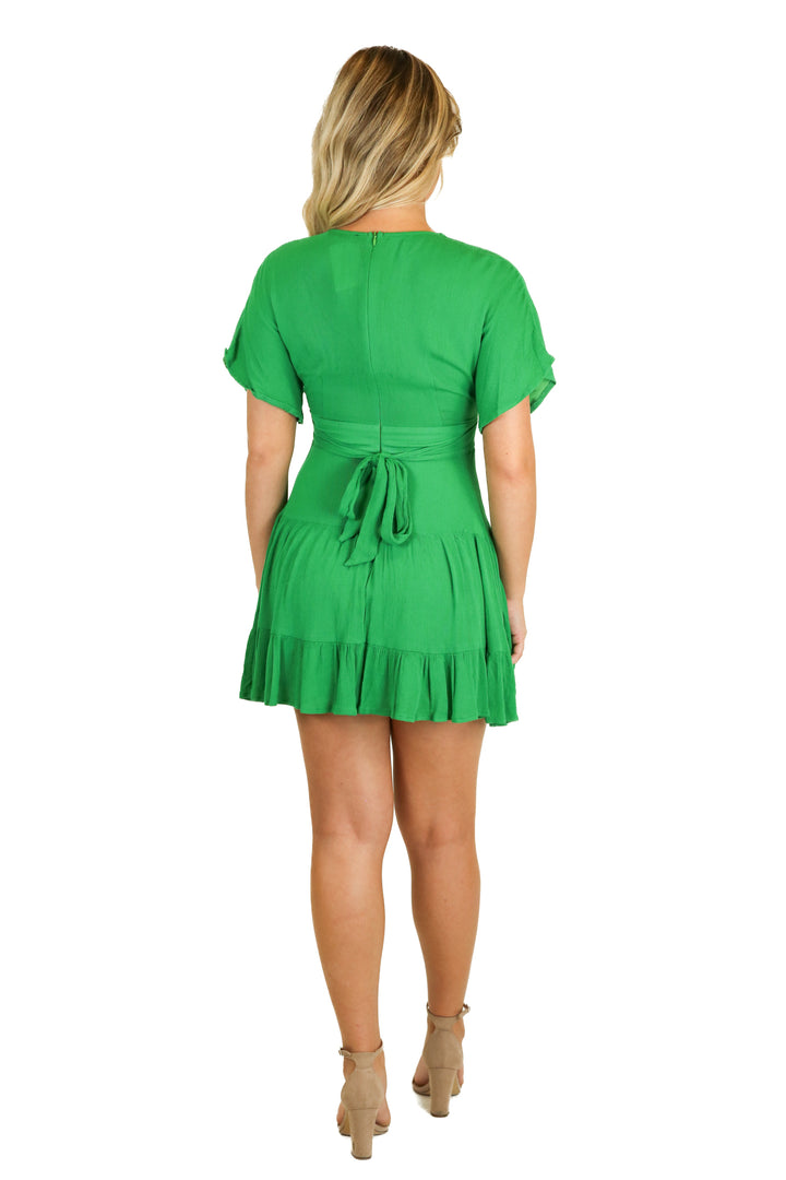 In The Beginnnig Kelly Green V-neck Dress (S)