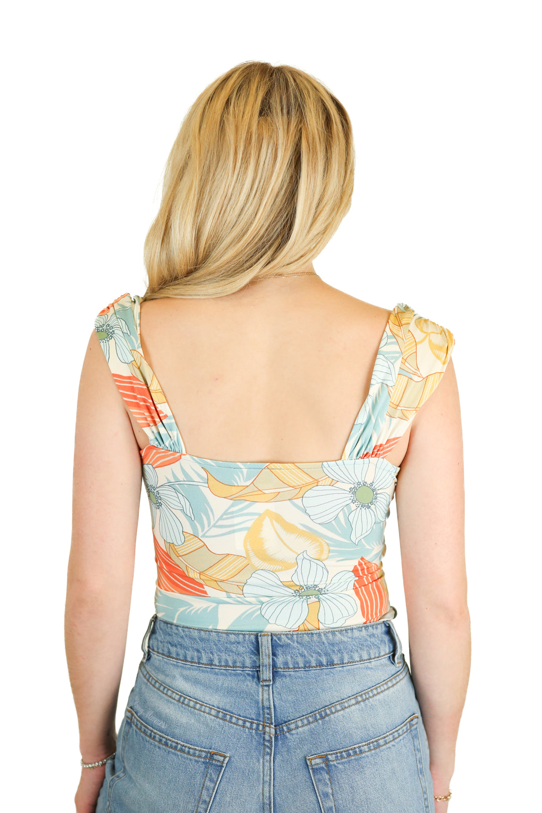 A&G Multicolor Blue Floral Bodysuit (S)