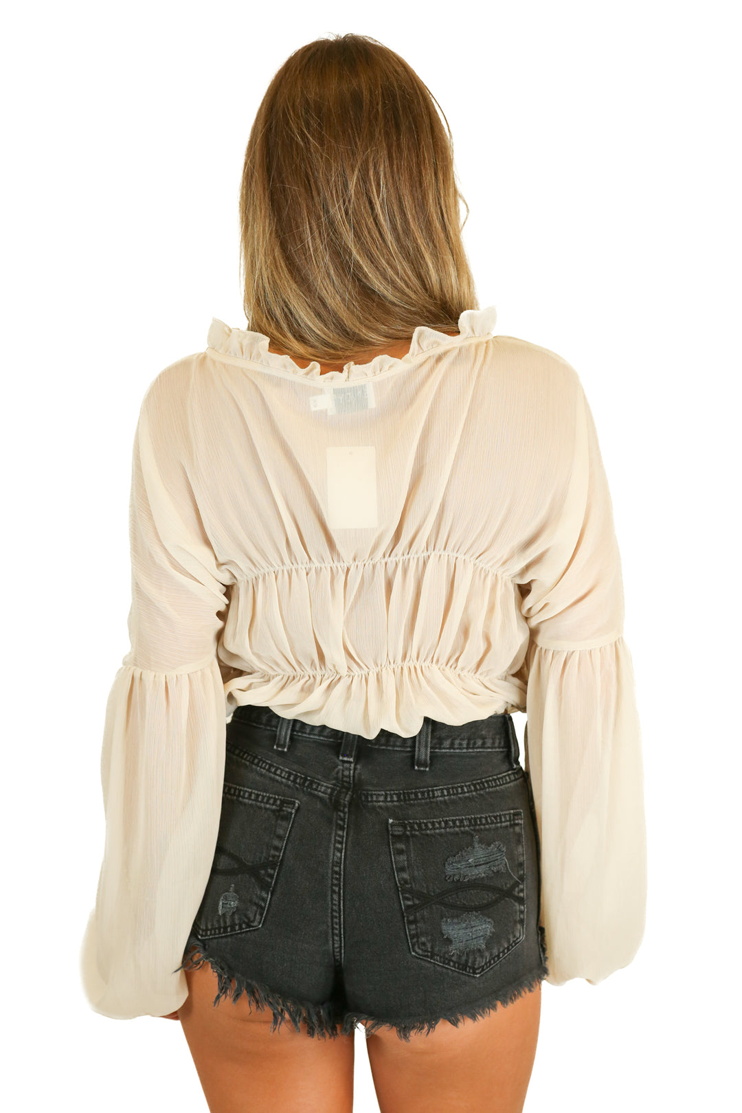 SNDYS Cream Organza Bali Ruffle Top (2)