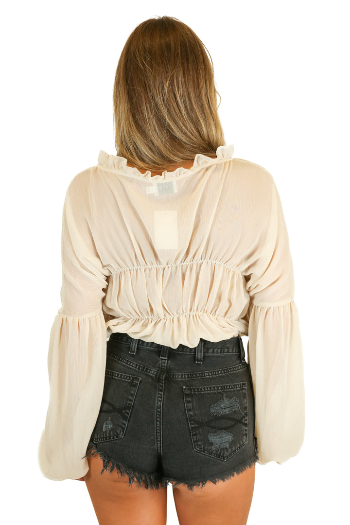 SNDYS Cream Organza Bali Ruffle Top (2)