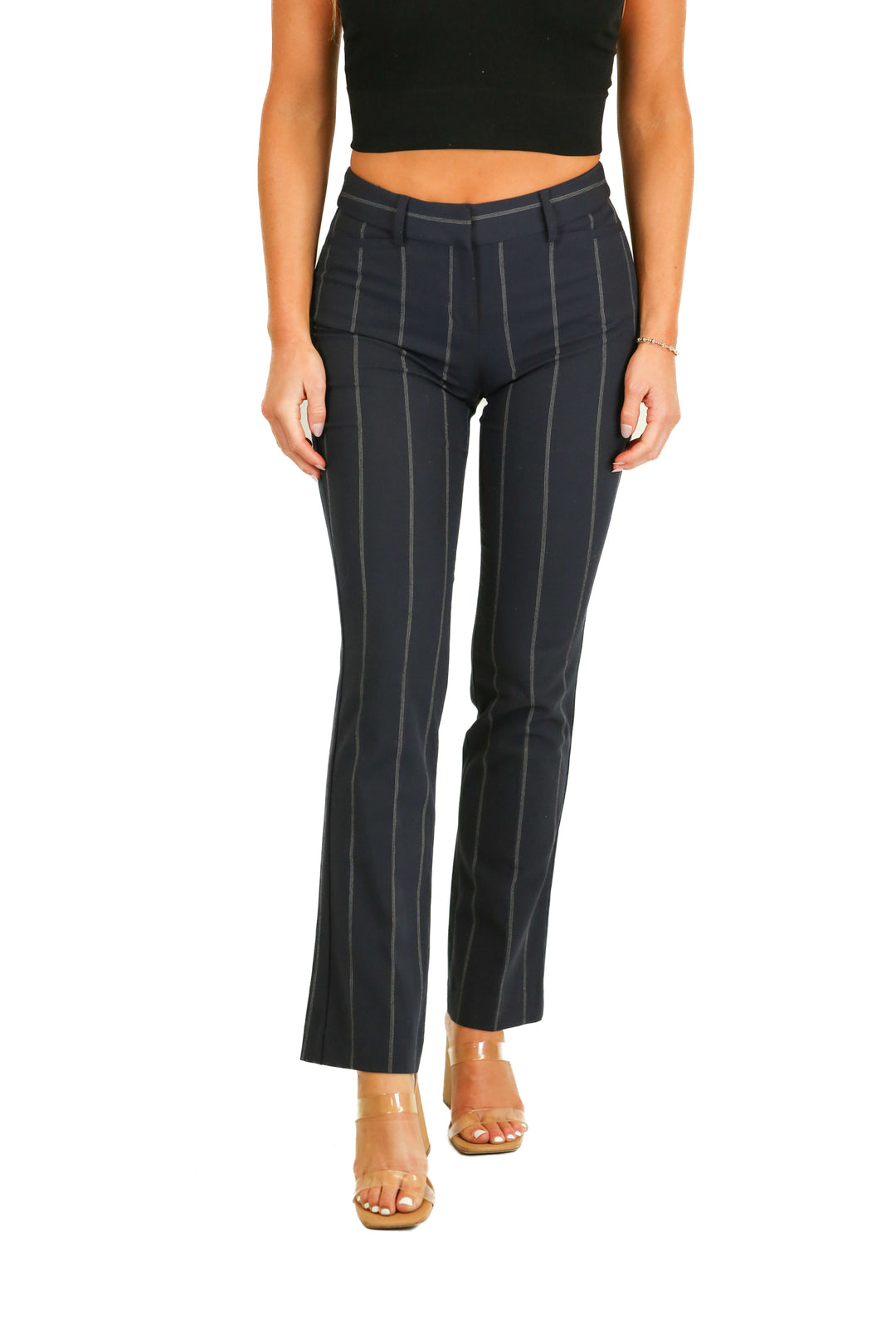 Express Navy Pinstripe Slacks (S)