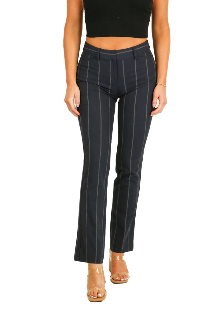 Express Navy Pinstripe Slacks (S)