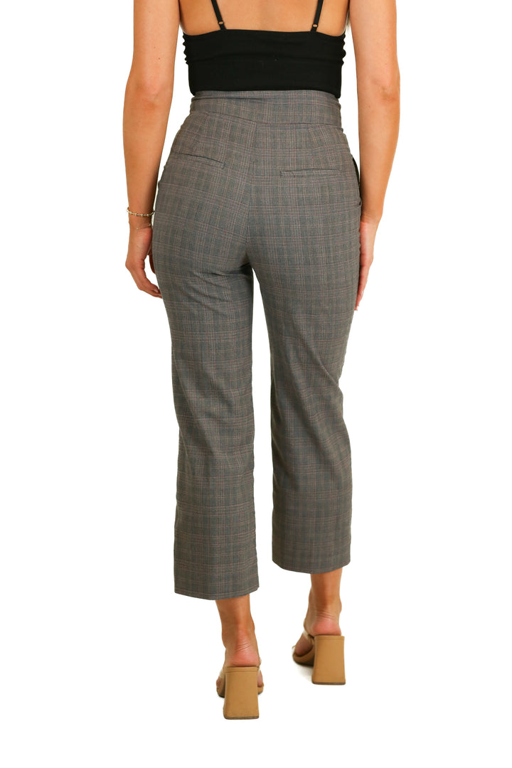 Zara Grey and Red Plaid Slacks (XS)