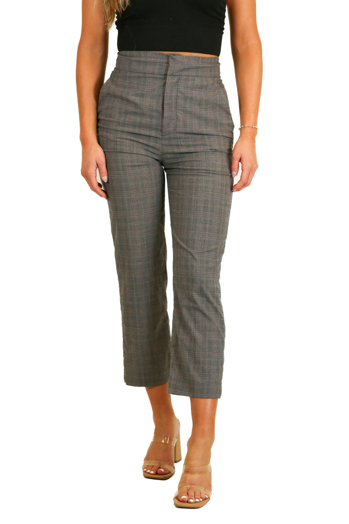 Zara Grey and Red Plaid Slacks (XS)
