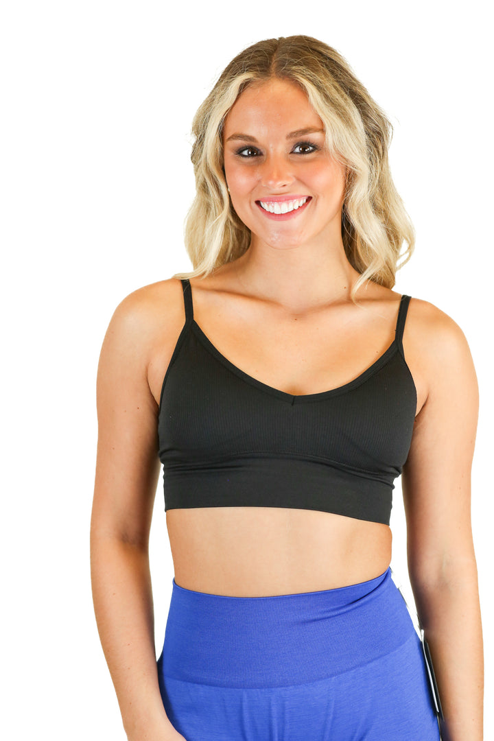 Inaka Performance black ribbed sports bra (S)