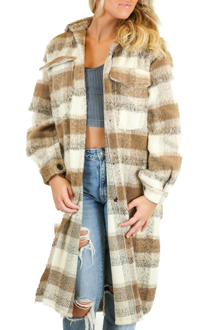 Petal + Pup Tan Cozy Plaid Jacket NWT (S)