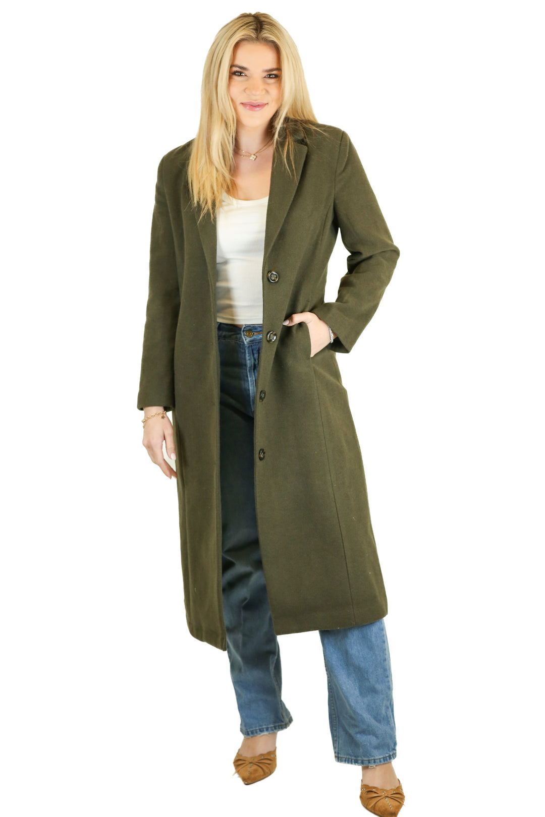 Chadwicks of Boston Olive Long Wool Coat (2P)