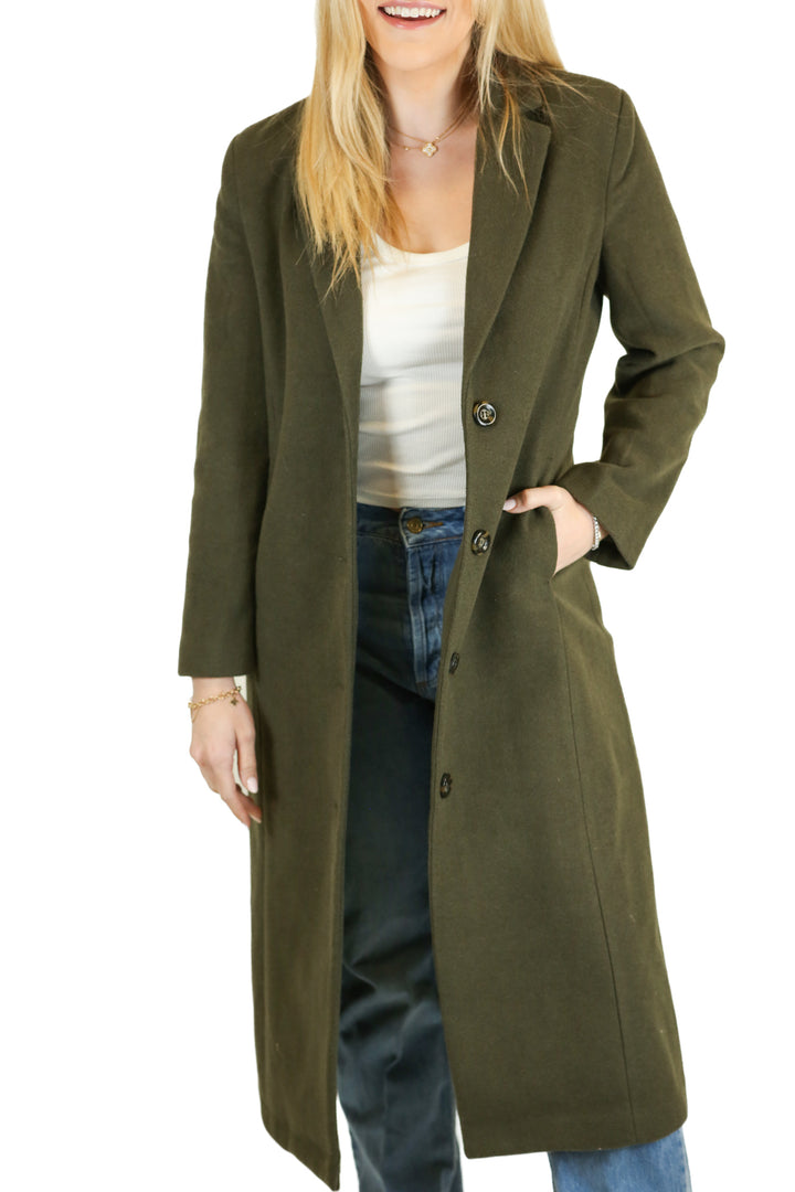 Chadwicks of Boston Olive Long Wool Coat (2P)