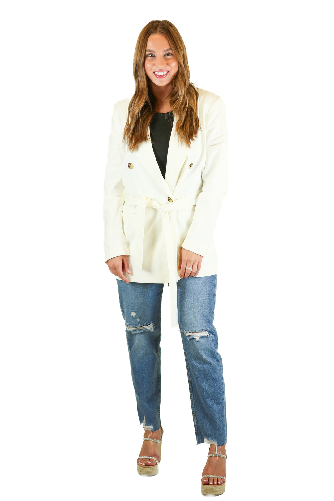 Topshop Ivory Oversized Belted Blazer NWT (6)