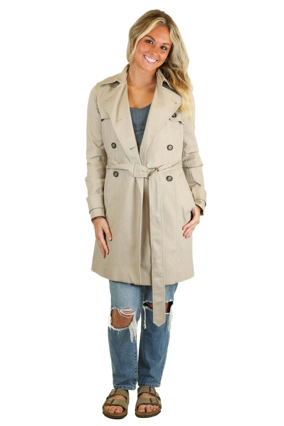 Club Monaco Khaki Classic Trench Coat (XS)