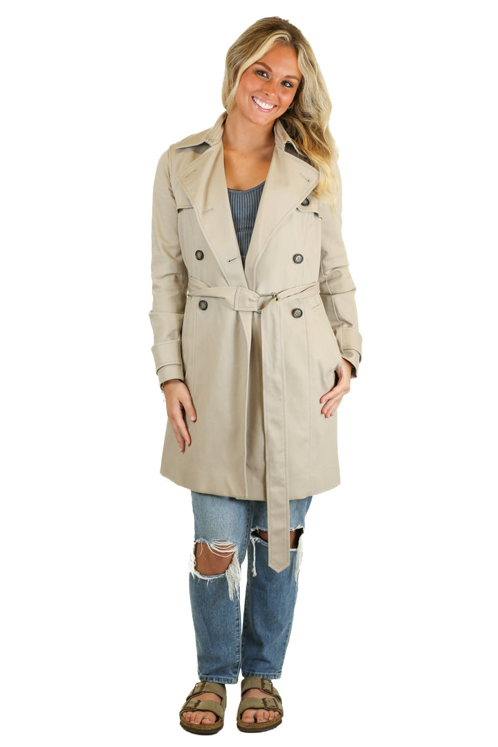 Club Monaco Khaki Classic Trench Coat (XS)