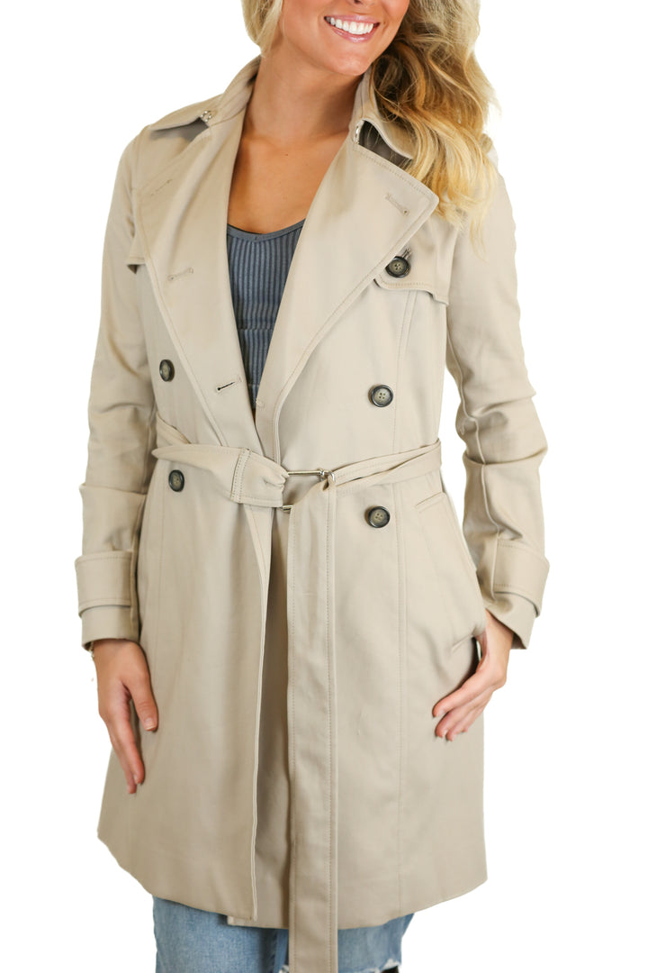 Club Monaco Khaki Classic Trench Coat (XS)