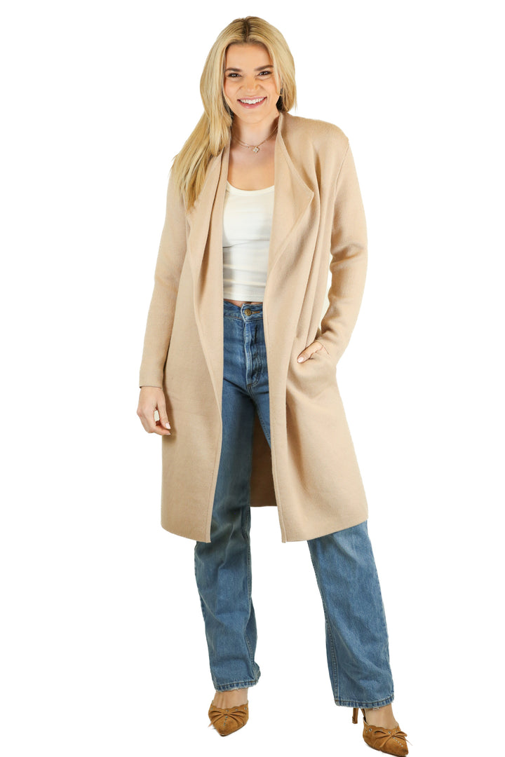 Chicwish Tan Open Front Knit Coat NWT (S)