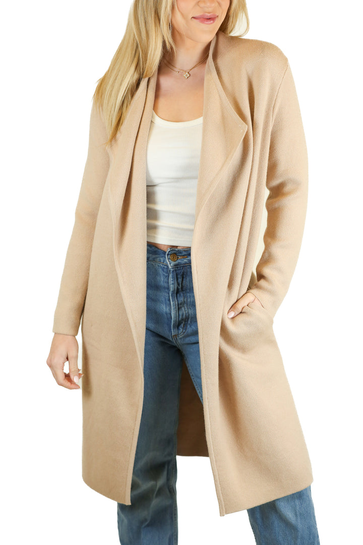 Chicwish Tan Open Front Knit Coat NWT (S)