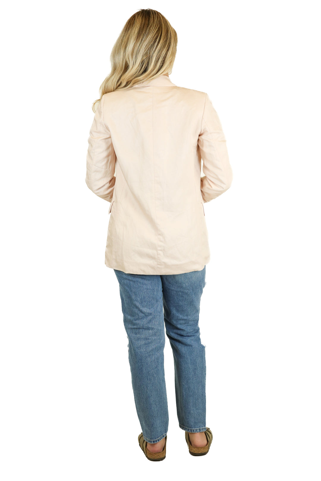 h&m oversized linen blush blazer (xxs) NWT
