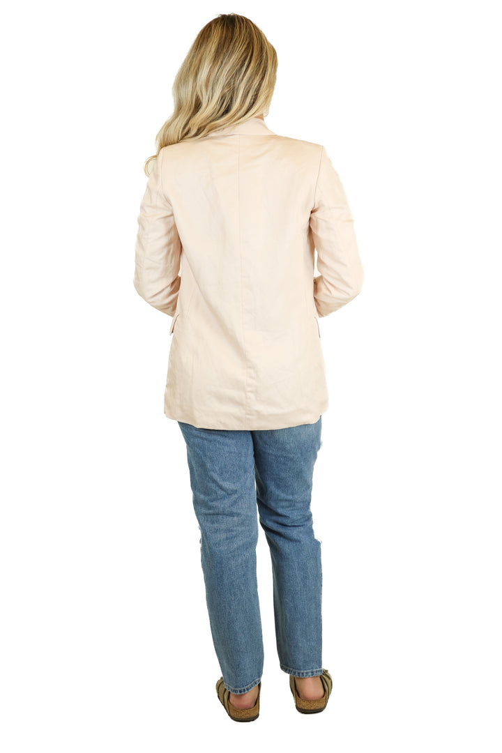h&m oversized linen blush blazer (xxs) NWT