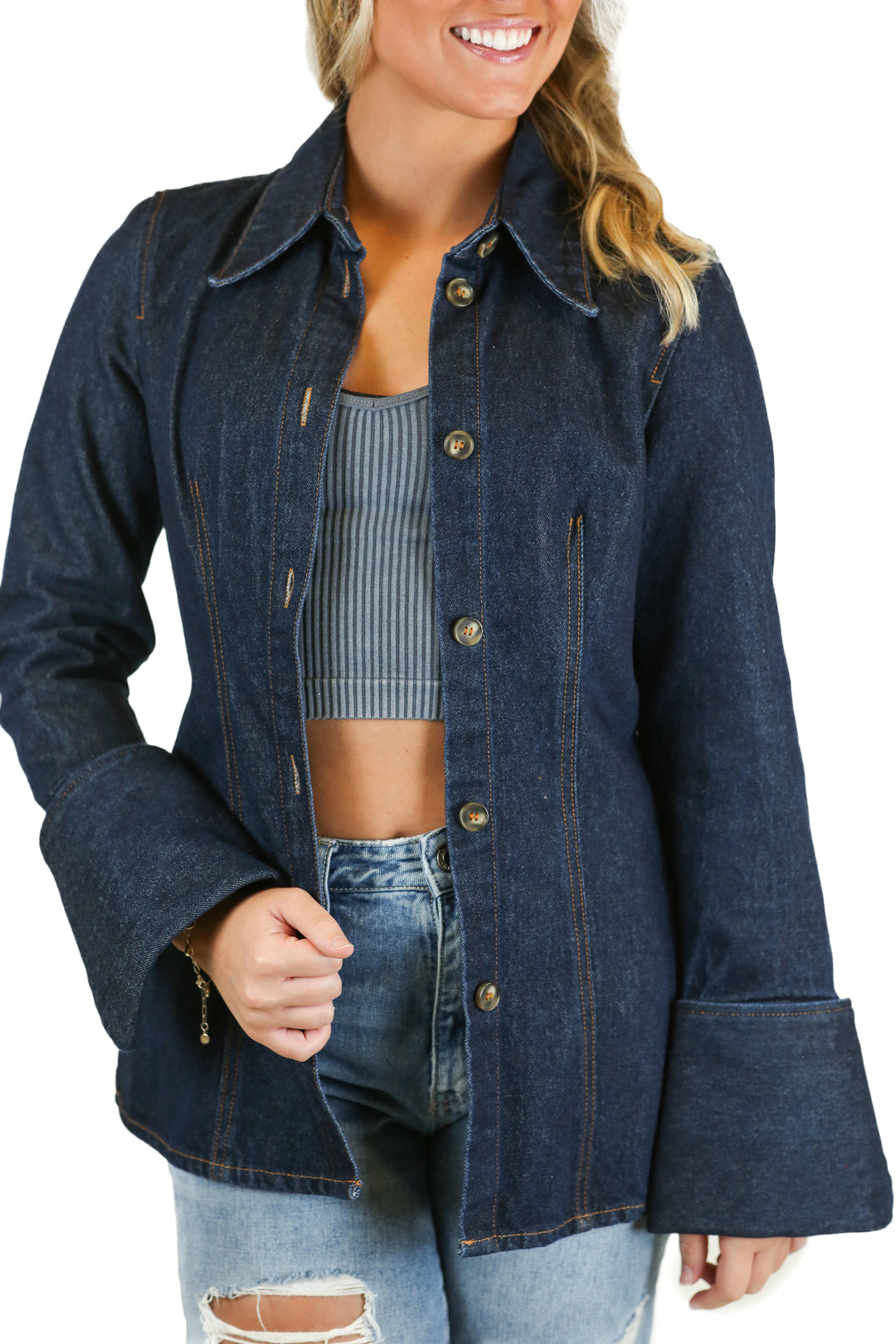 H&M Dark Denim Shacket NWT (XS)