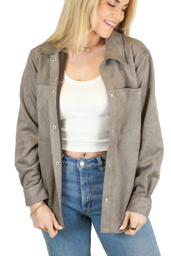 z supply taupe suede shacket (xs) NWT