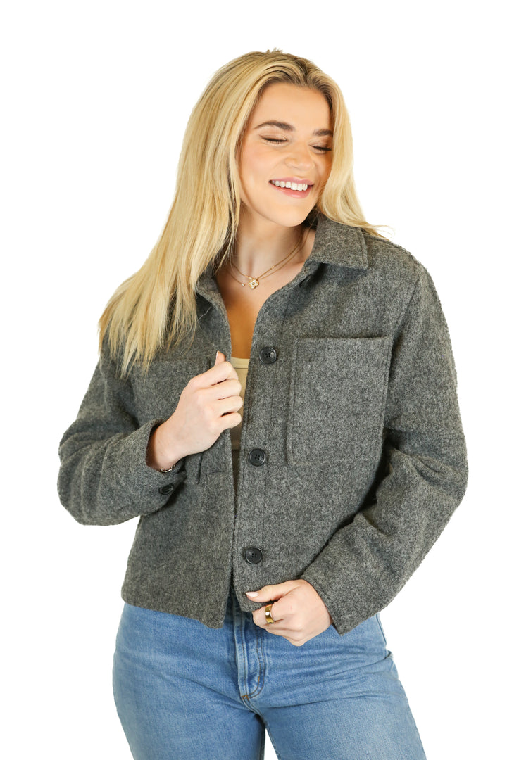 h&m dark grey wool shacket (xs)
