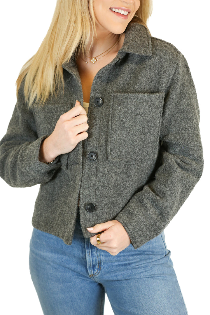 h&m dark grey wool shacket (xs)