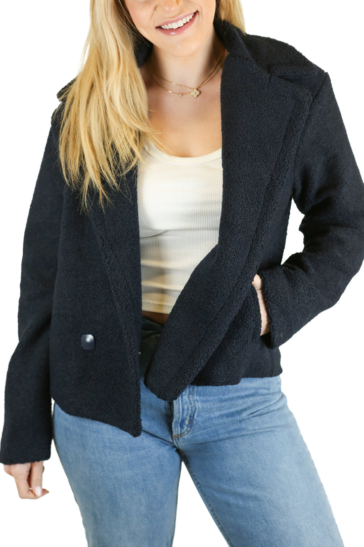 kut from the kloth navy double breasted sherpa coat (xs) NWT