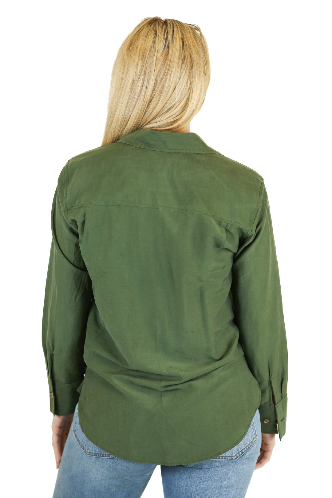 Zara Olive Green Button Down Shirt (XS)