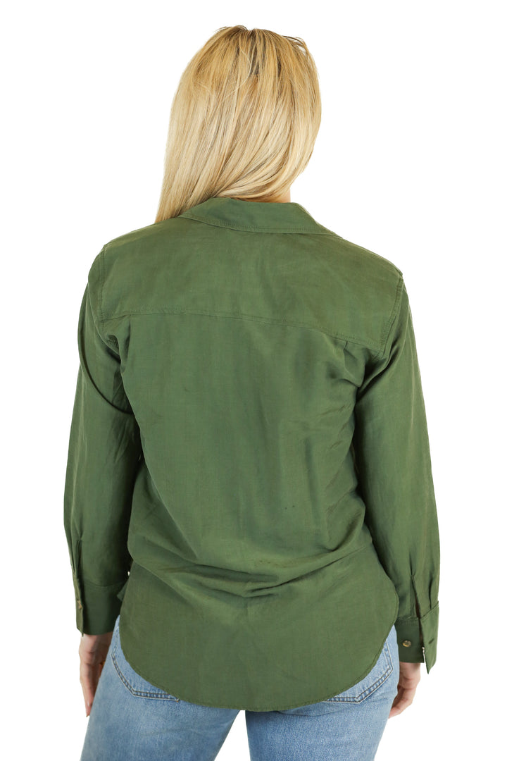 Zara Olive Green Button Down Shirt (XS)