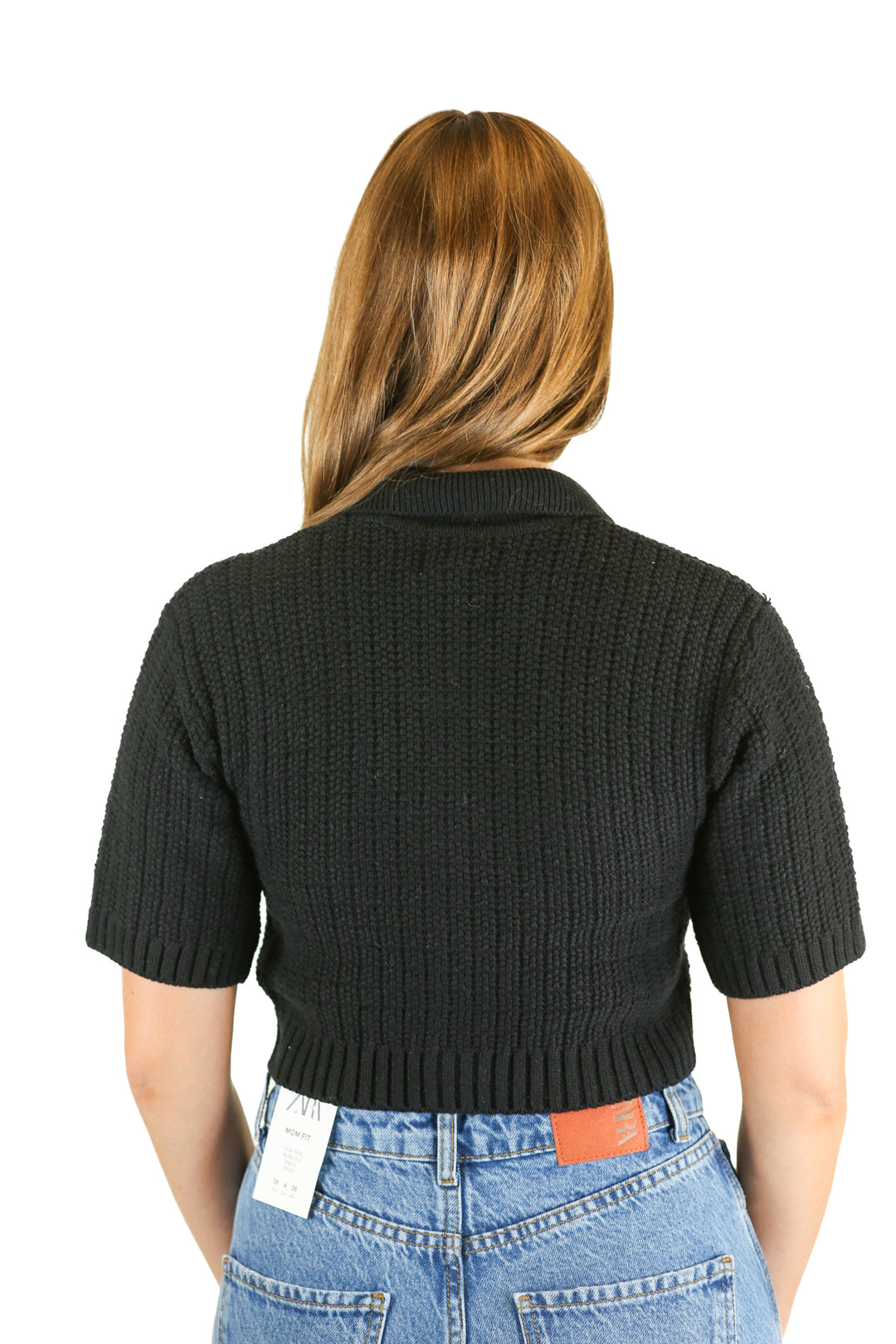 H&M Black Cropped Gold Button Chunky Cardigan (XS)