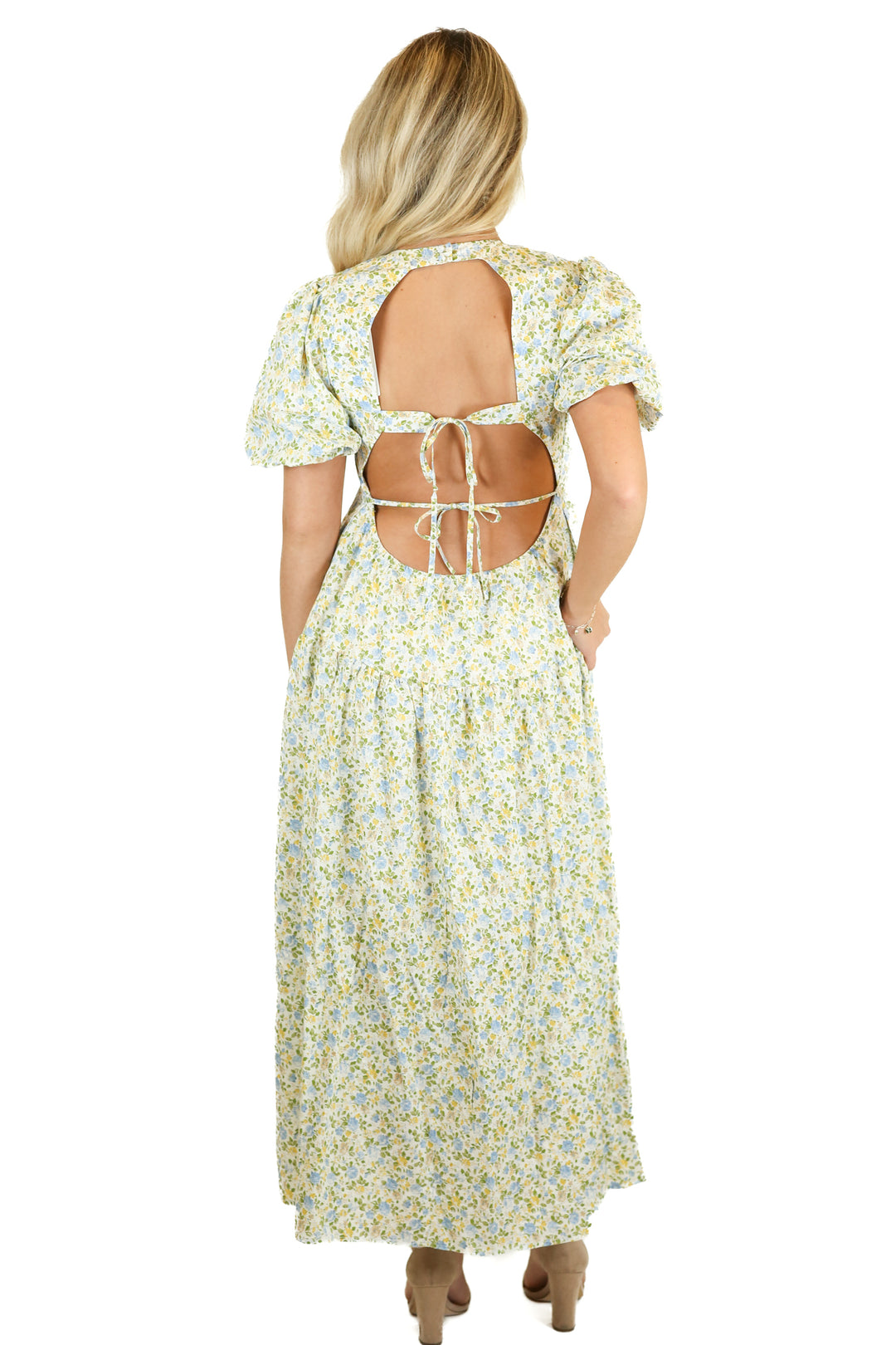 One Pretty Time Floral Puff Sleeve Maxi Dress NWT (S)