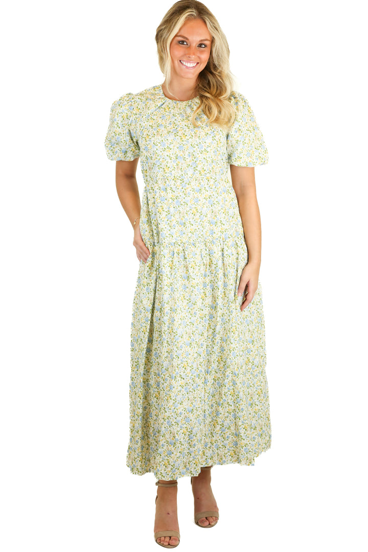One Pretty Time Floral Puff Sleeve Maxi Dress NWT (S)