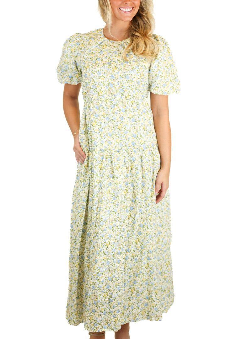 One Pretty Time Floral Puff Sleeve Maxi Dress NWT (S)