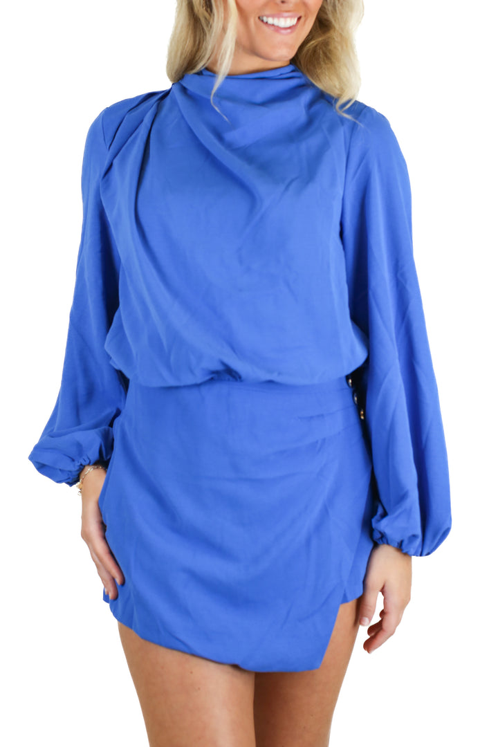 Petal + Pup Blue Mock Nek Long Sleeve Romper NWT (S; Retail $70)