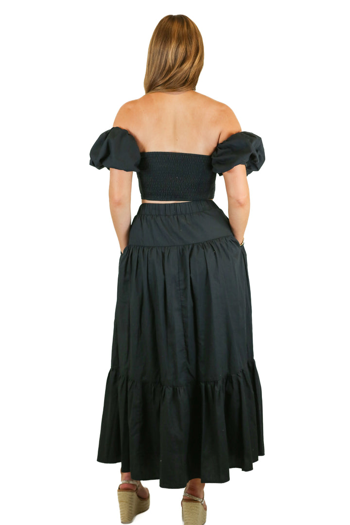 Abercrombie Black Cropped Top & Maxi Skirt Set (XS)