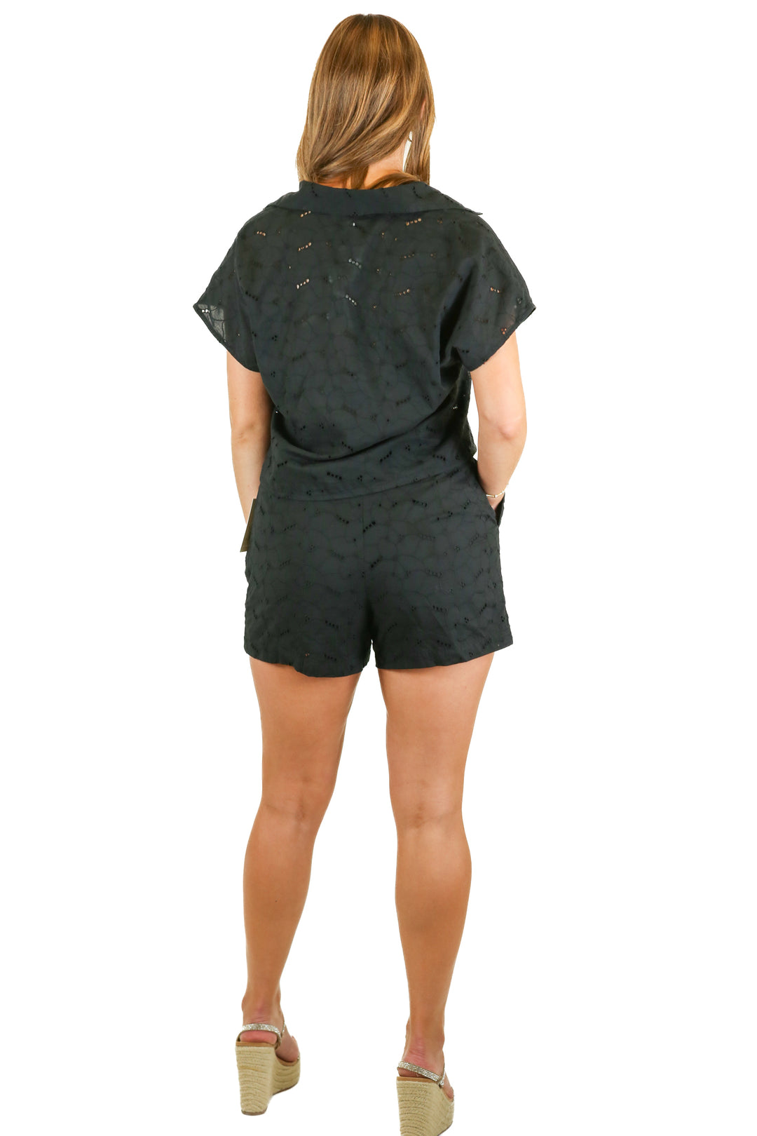 A New Day black eyelet floral set NWT (S; retail $35)*