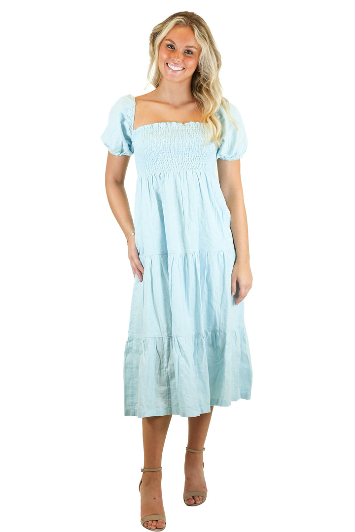 Abercrombie Mint Smocked Midi Dress (XS)