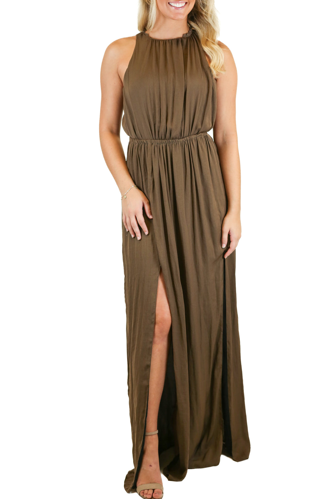 Zara Dark Brown Sleeveless Maxi Dress (XS)
