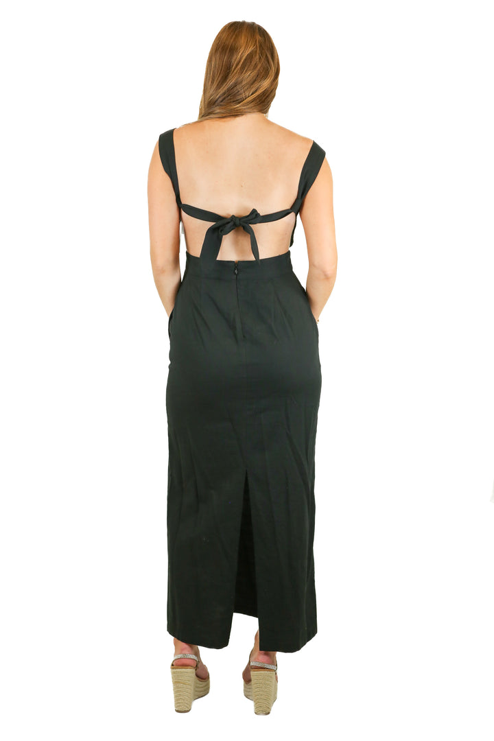 Future Collective Black Linen-Like Dress  NWT (4; Retail $36)